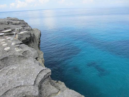 a view of the ocean from the edge of a cliff at Naradas Mushroom Beach in Nusa Lembongan