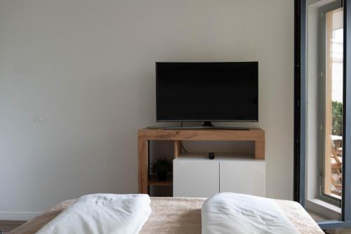 A television and/or entertainment centre at Apartment in Evargreen complex with Terrace