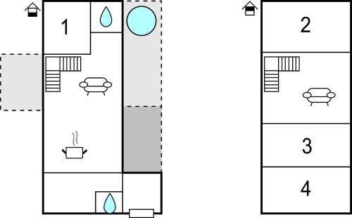 a plan of a tennis court with two diagrams at 4 Bedroom Beautiful Home In Knebel in Knebel