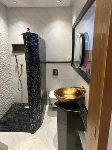 ein Badezimmer mit Waschbecken und Toilette in der Unterkunft Green Hôte piscine sidi bou said in Dar Salah Bey