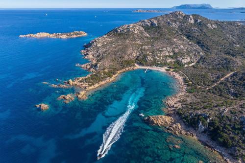 an aerial view of a small island in the ocean at Cervo Hotel,Costa Smeralda Resort in Porto Cervo