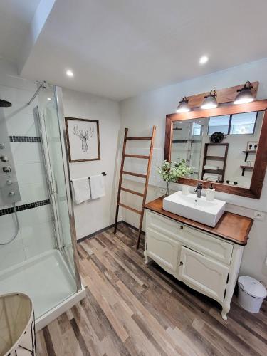 une salle de bain avec un lavabo et une douche dans l'établissement 