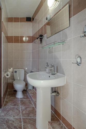 un bagno con lavandino e WC di Villa Asesor a Danzica
