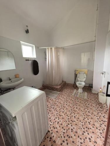 a bathroom with a sink and a toilet at Jems Appartment Villa in Mare Sèche