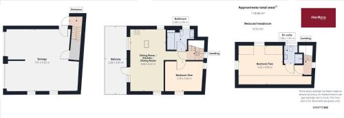 a floor plan of a house at Riverside Cottage with balcony and fishing jetty in Upton upon Severn