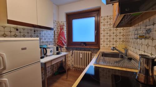 a small kitchen with a sink and a window at Chez Ferdinand in Valtournenche