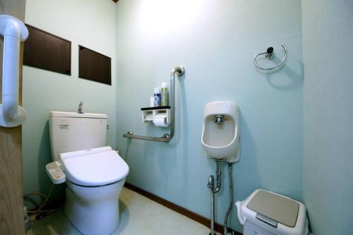 a bathroom with a white toilet and a sink at Remote Retreat Shikawa リモートリモート志川 in Saijo