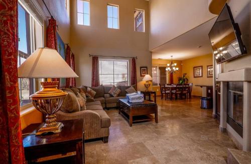 a living room with a couch and a table at Spectacular 3BR 3BA San Felipe Villa with WiFi Free Golf in San Felipe