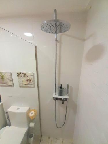 a shower in a bathroom with a toilet at Casas da Eva - Alfragide in Alfragide