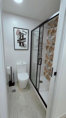 a bathroom with a toilet and a picture on the wall at Apartamento Bellaluz 0505 Resort Golf La Manga Club in Cartagena