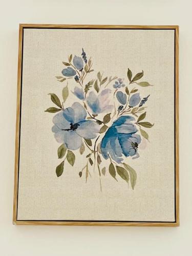 a picture of a painting of blue flowers at Villa Carpe Diem - Clim & Vue lac in Bauduen