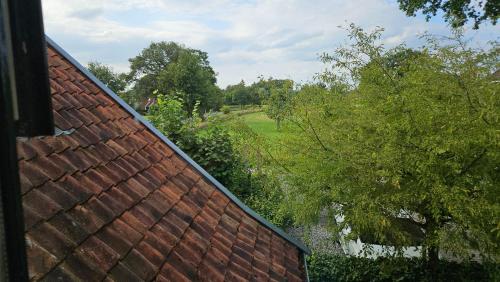 a roof of a house with a field in the background at Spekenbrink in Haaksbergen
