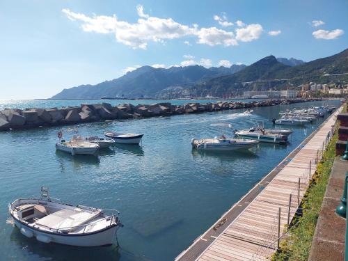 een groep boten is aangemeerd in een haven bij Casa vacanza La Maison De Losyram Art in Salerno