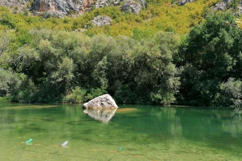 a rock in the middle of a body of water at Holiday house with a parking space Srijane, Zagora - 22621 in Smoljanovići