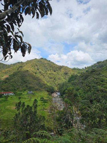 a view of a mountain with a river in a field at Reserva Natural Maimará in Alejandría