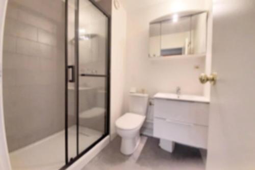 une salle de bain avec une douche, des toilettes et un lavabo dans l'établissement Résidence Aravis - Studio fonctionnel · Centre station · Balcon MAE-3334, aux Menuires
