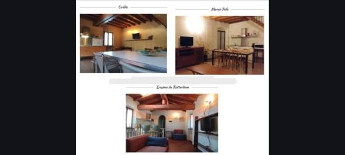 a collage of pictures of a kitchen and a living room at Corte Uccellanda Relais & Spa in Monzambano