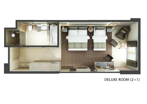 a floor plan of a small apartment with a bedroom at Gural Premier Tekirova in Tekirova