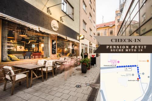 A restaurant or other place to eat at Downtown Bratislava B&B