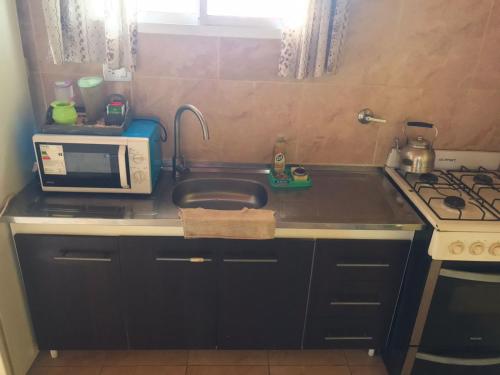 Η κουζίνα ή μικρή κουζίνα στο Departamentos Peumayen Cabaña