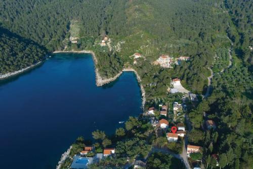 an aerial view of a house and a lake at Holiday house Ivko - Korcula in Vela Luka