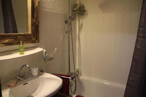 une salle de bain avec un lavabo, une douche et une baignoire dans l'établissement Anna Maria AN37 COSY & NATURE 4 Pers, à Châtel