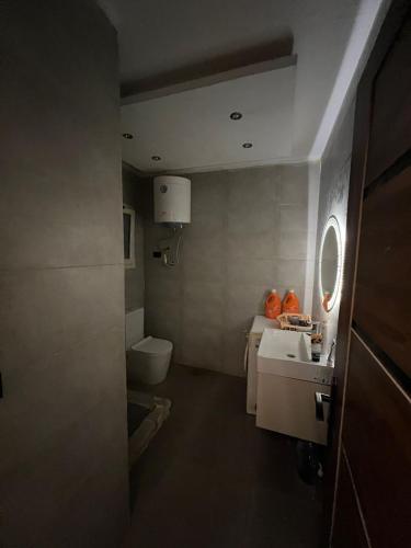 a small bathroom with a sink and a toilet at Fifth Settlement Guest Rooms in New cairo