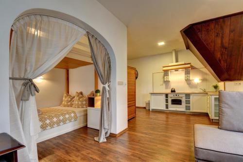 Kuchyň nebo kuchyňský kout v ubytování Apartmány Třeboň BÍLÝ BERÁNEK