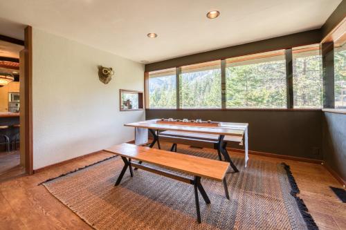 a ping pong room with a table and a bench at Spire Chalet at Alpine Meadows - 4BR W Hot Tub and Ski Shuttle in Alpine Meadows