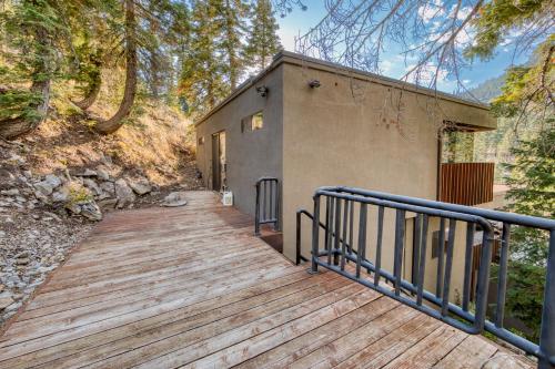 a wooden walkway leading up to a building at Spire Chalet at Alpine Meadows - 4BR W Hot Tub and Ski Shuttle in Alpine Meadows