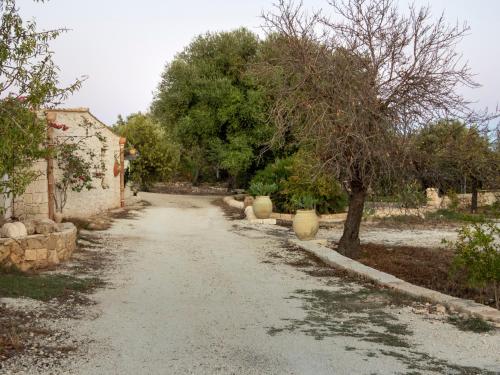 a dirt road with a tree and some trees at Casa Bedda in Noto Marina