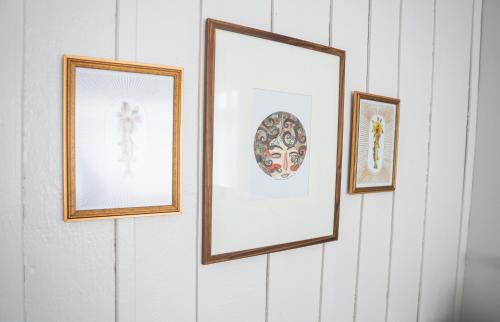 three framed pictures hanging on a wall at Granbalaio Hostel in Blumenau