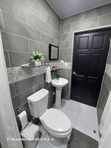 a bathroom with a toilet and a sink at DEPARTAMENTOs HABY 1 in Paquera