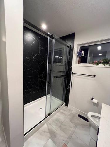un baño con ducha y WC en ZierHomes, en Devon