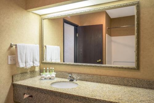 a bathroom with a sink and a large mirror at Holiday Inn Express Layton - I-15, an IHG Hotel in Layton