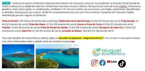 a screenshot of a webpage of a website with a picture of a lake at Arraial do Cabo – Subuai Village - Aluguel Econômico in Arraial do Cabo
