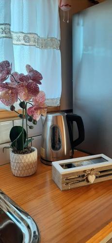 a toaster sitting on a counter next to a sink at your-space in El Calafate