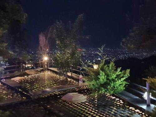 a person standing in a park at night at Ghost Villa Pokhara with mountain view 20mins from main area in Rānīpauwa