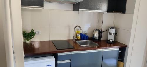 a kitchen with a sink and a counter top at Casa Nathan! 2 Zimmer, Internet, Küche, Cosina, Parking, Lavanderia, Sauna! Barrio Esperanza! Central! in Hohenau