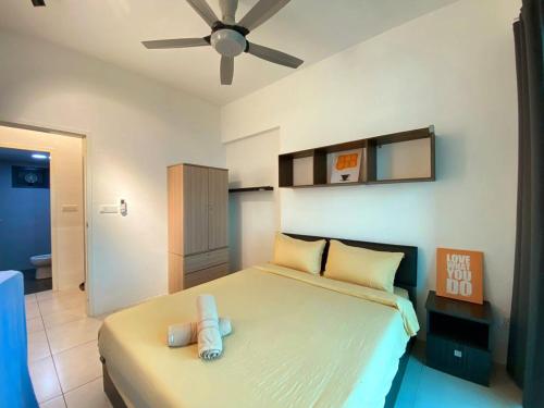 Postel nebo postele na pokoji v ubytování JOVIAL Modern Cozy Homestay `Meritus Perai