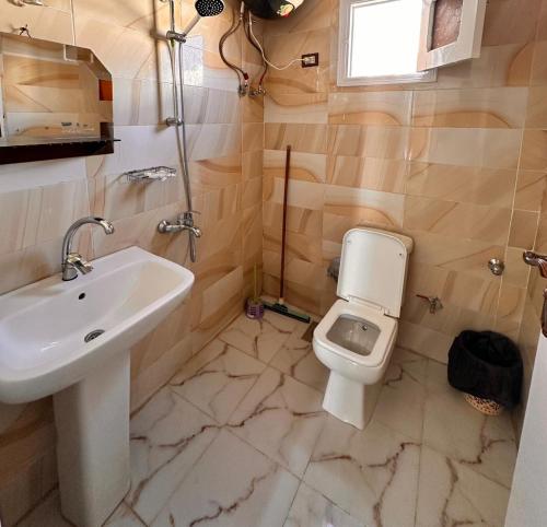 a bathroom with a sink and a toilet at Nuba Dool in Aswan