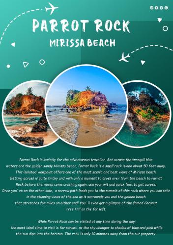 a flyer for a beach in the tropics at Hanguk Villa Mirissa in Mirissa