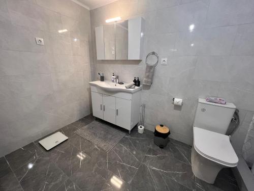 a bathroom with a toilet and a sink at The Captain's Nest in Sparti