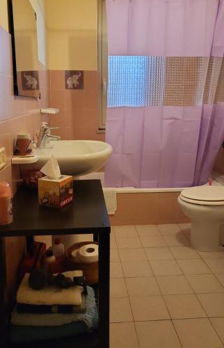 a bathroom with a sink and a toilet at Casa di Angela in Syracuse