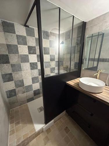 une salle de bain avec un lavabo et une douche dans l'établissement Trop chouette centre Dijon, à Dijon