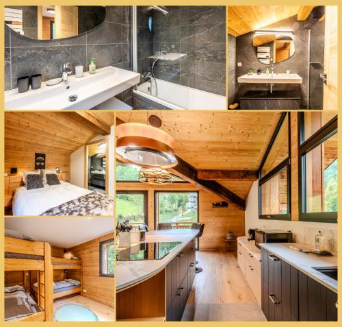 un collage de fotos de un baño y una casa en Le Grand Condor I Duplex I Morzine, en Morzine