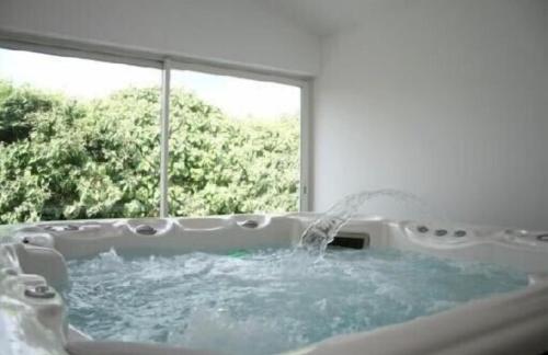 d'une baignoire avec de l'eau déversée par une fenêtre. dans l'établissement VILLA Pauline, à Porto-Vecchio