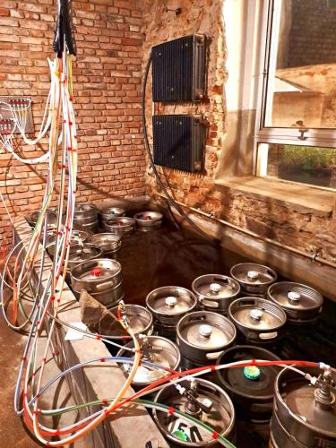 a bunch of pots and pans sitting on a stove at Továrna Vír in Vír
