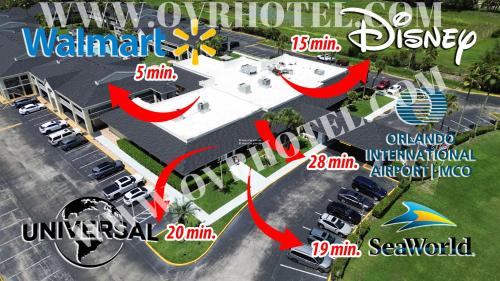 a map of the perimeter of a parking lot at Hotel Room Near Disney 4 People in Kissimmee