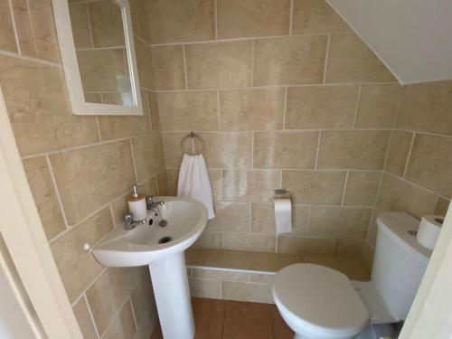 a bathroom with a toilet and a sink at Cozy 2 bedroom townhome in Donegal